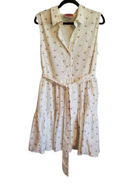 Kate Spade New York Bees Cream Belted Shirt Dress With Pockets Size XL
